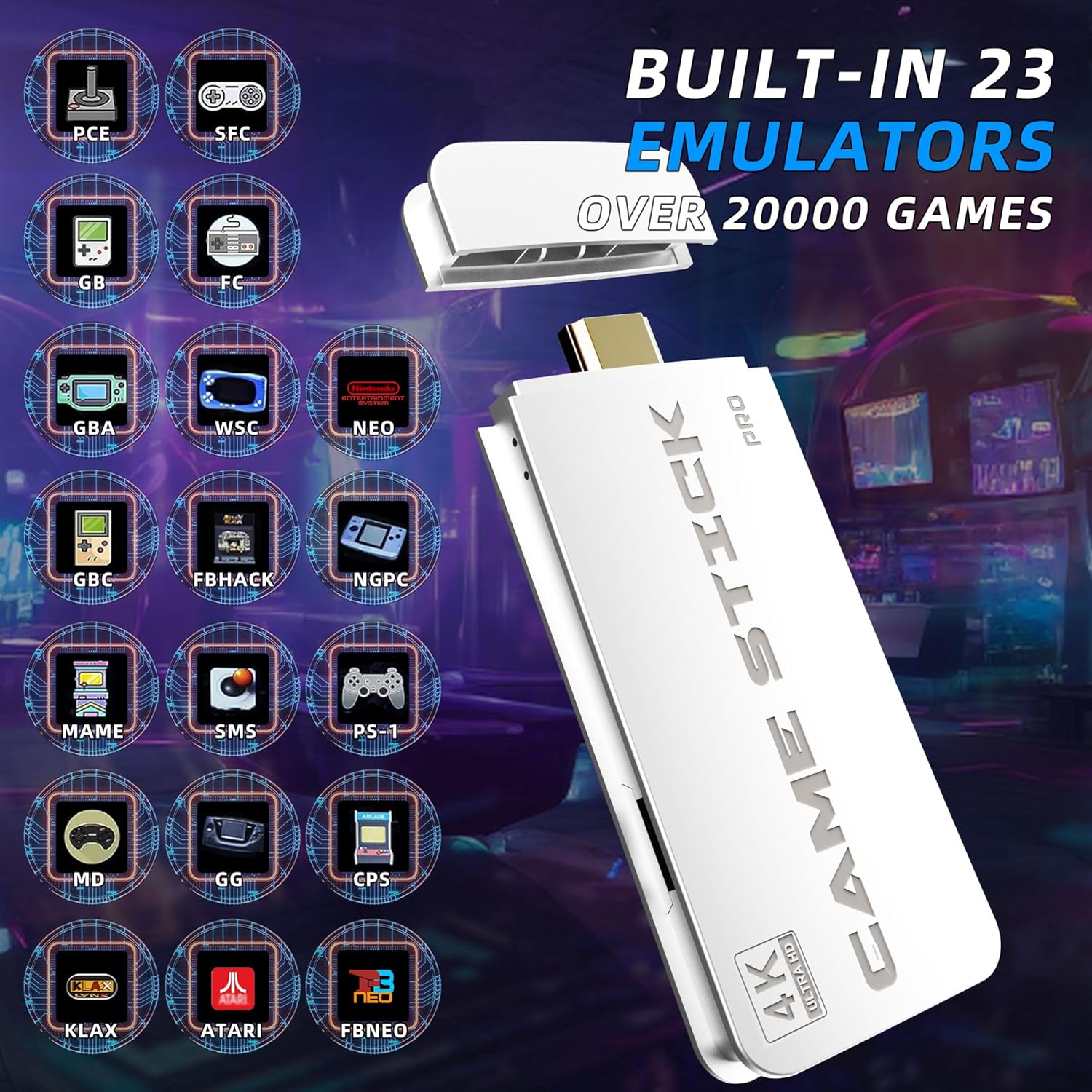RetroCore™ 4K Gamestick Pro | 40,000+ Games &  2 Controllers